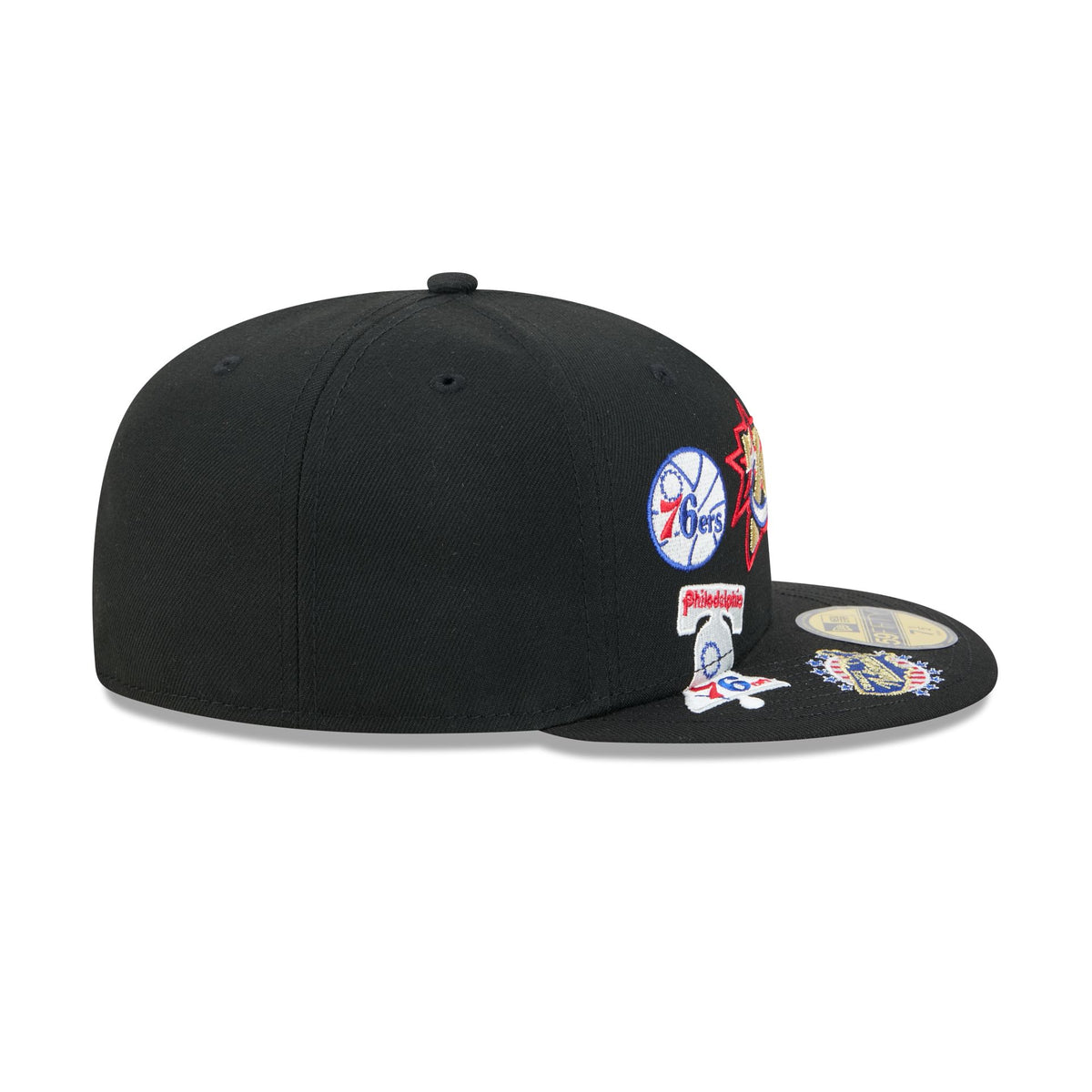 Philadelphia 76ers Hardwood Classics Patched Black 59FIFTY Fitted Hat