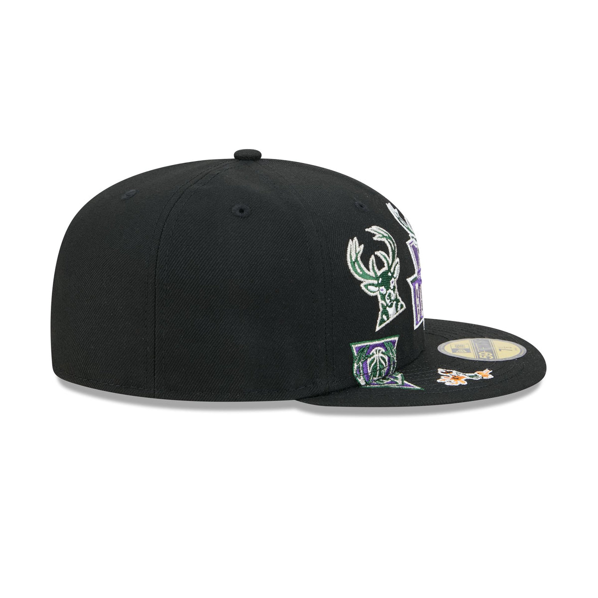 Milwaukee Bucks Hardwood Classics Patched Black 59FIFTY Fitted Hat
