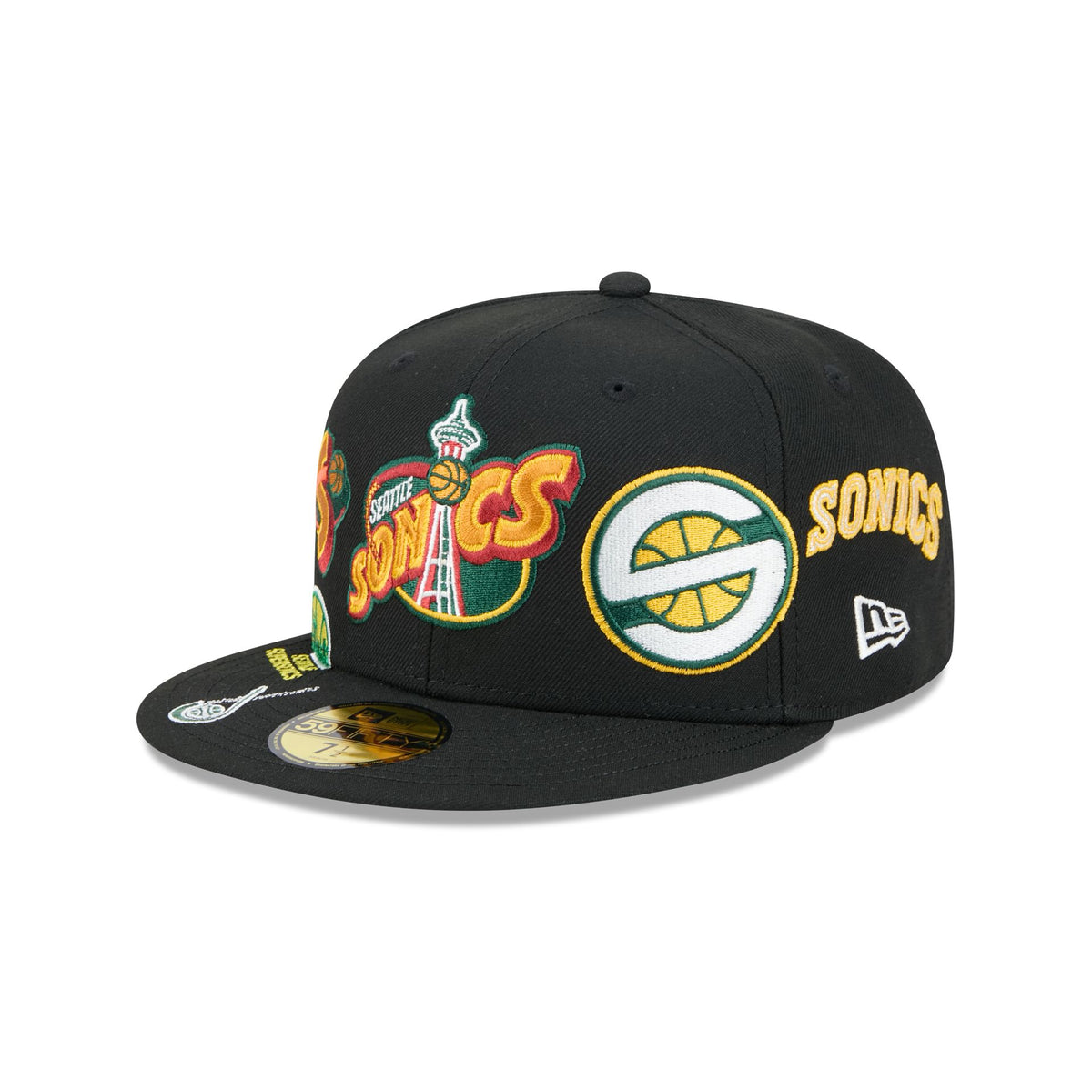 Seattle SuperSonics Hardwood Classics Patched Black 59FIFTY Fitted Hat