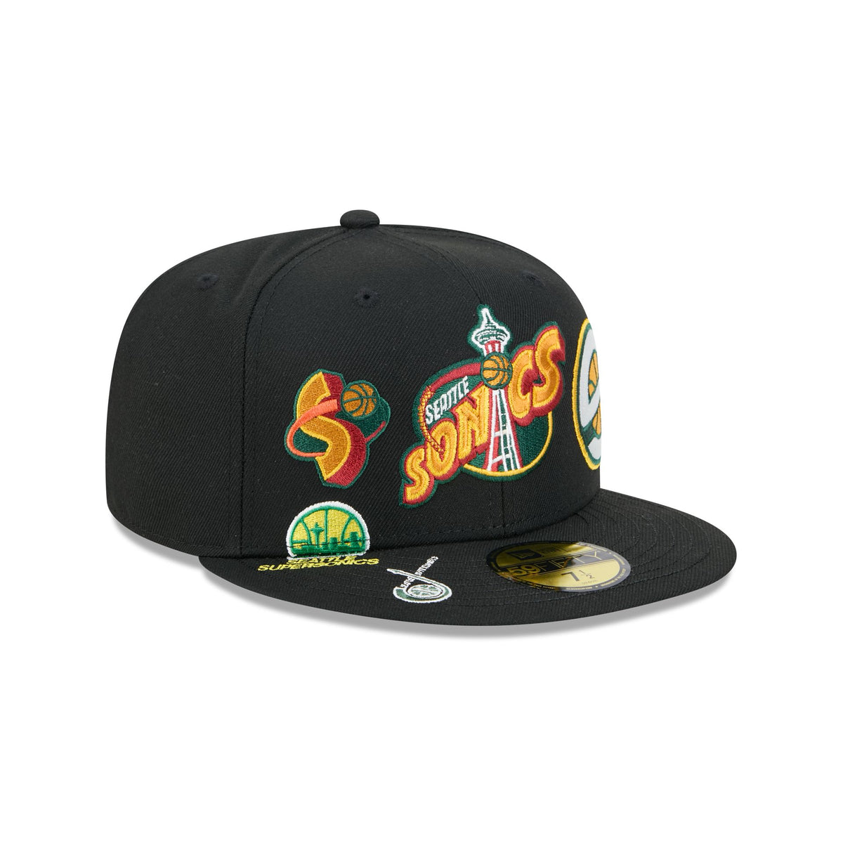 Seattle SuperSonics Hardwood Classics Patched Black 59FIFTY Fitted Hat