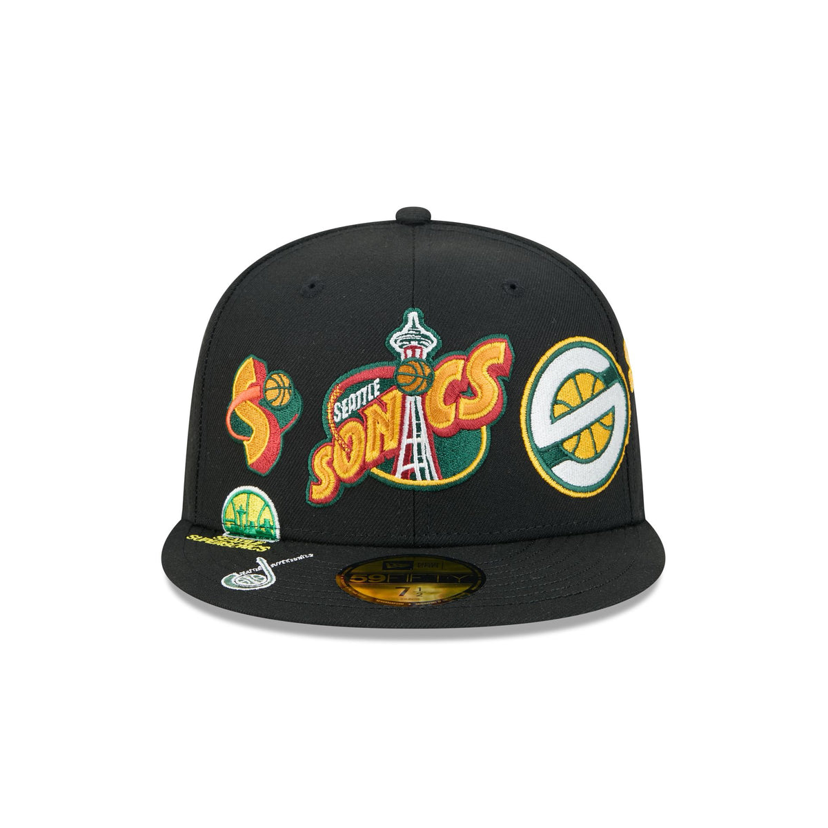 Seattle SuperSonics Hardwood Classics Patched Black 59FIFTY Fitted Hat