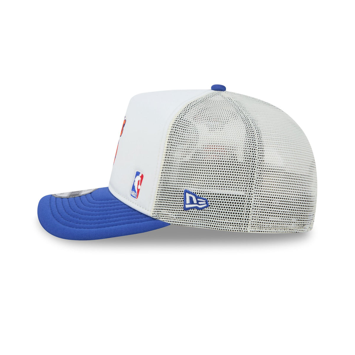 New York Knicks Hardwood Classics Patched White 9FIFTY A-Frame Trucker Hat