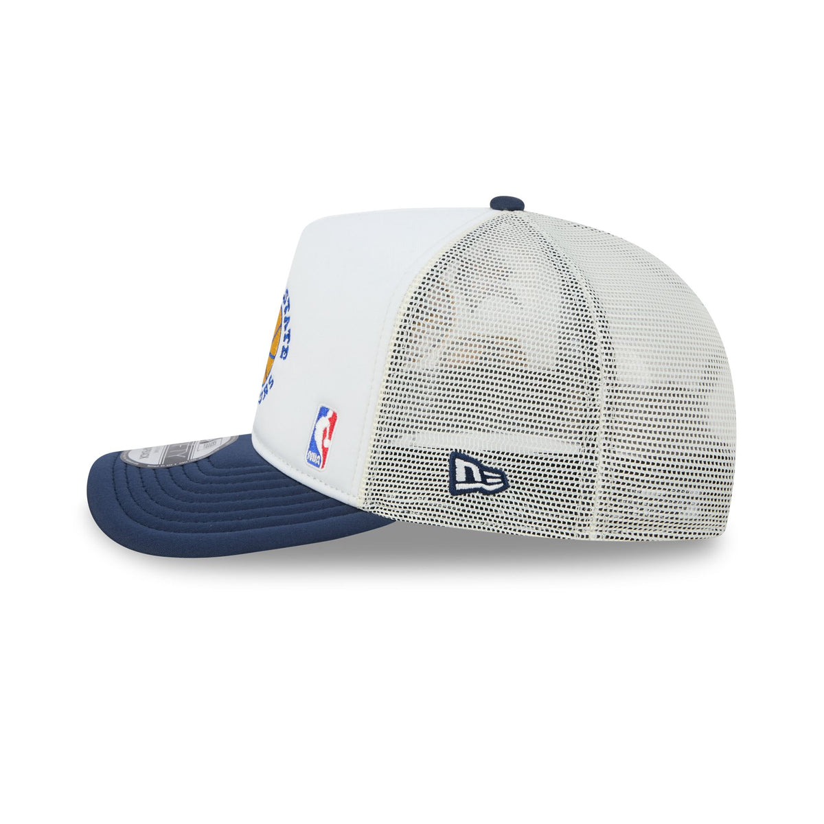 Golden State Warriors Hardwood Classics Patched White 9FIFTY A-Frame Trucker Hat
