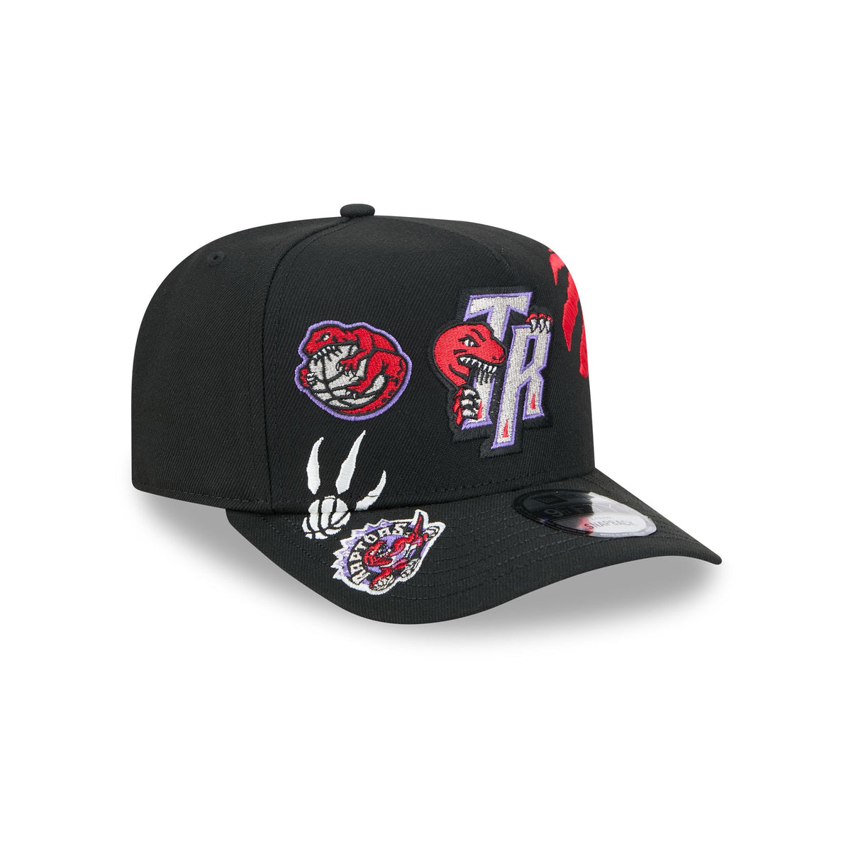 Toronto Raptors Hardwood Classics Patched Black 9FIFTY A-Frame Snapback Hat
