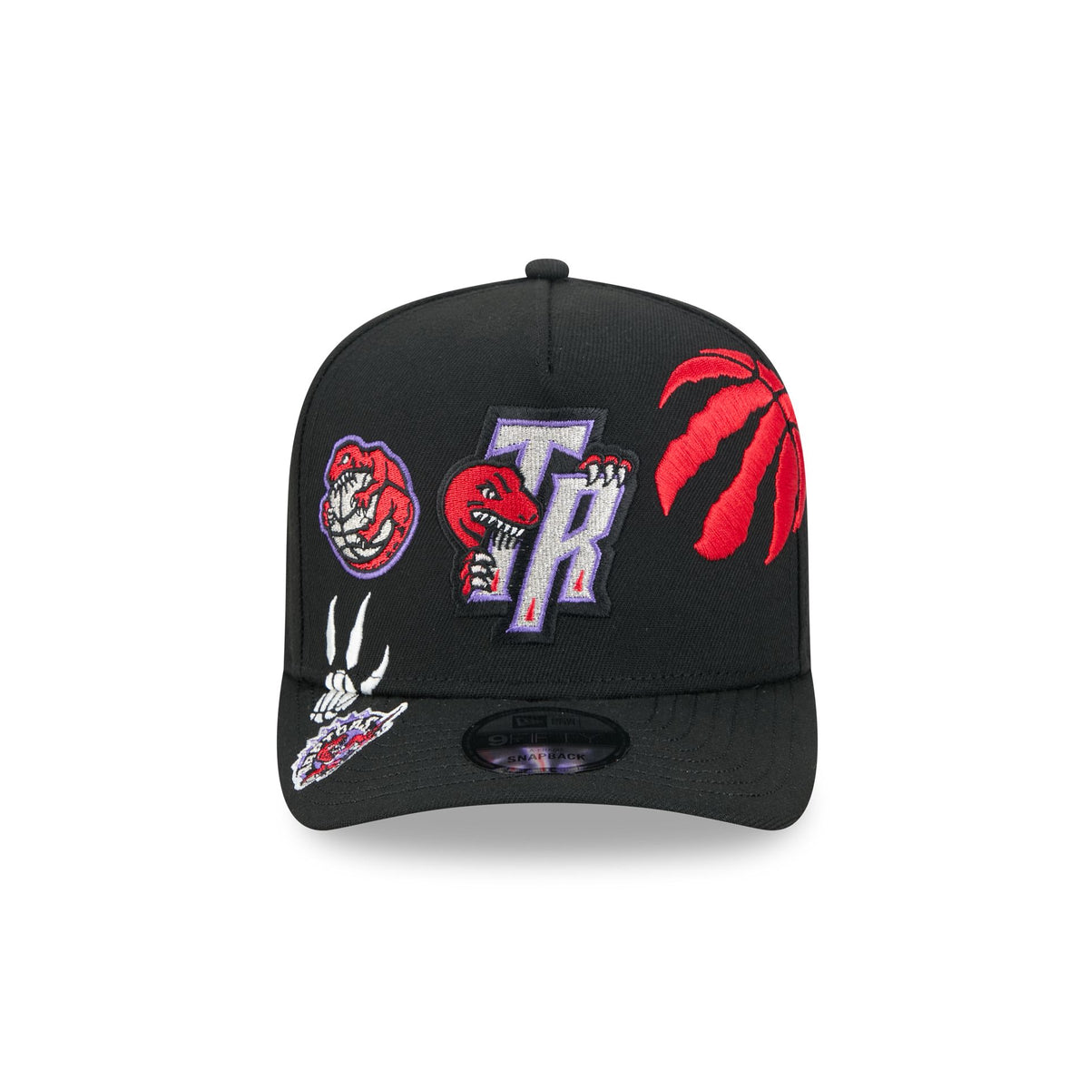 Toronto Raptors Hardwood Classics Patched Black 9FIFTY A-Frame Snapback Hat