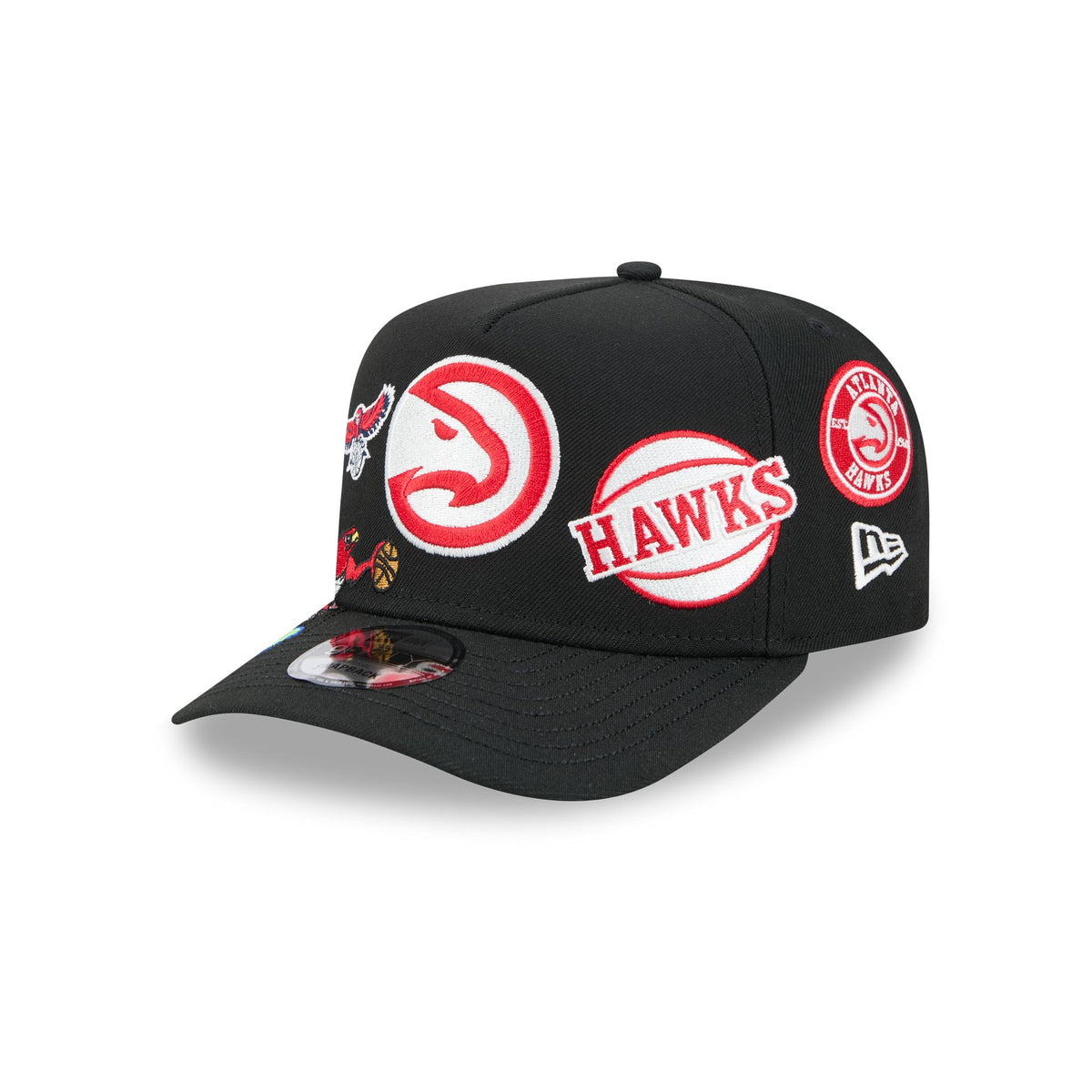 Atlanta Hawks Hardwood Classics Patched Black 9FIFTY A-Frame Snapback Hat