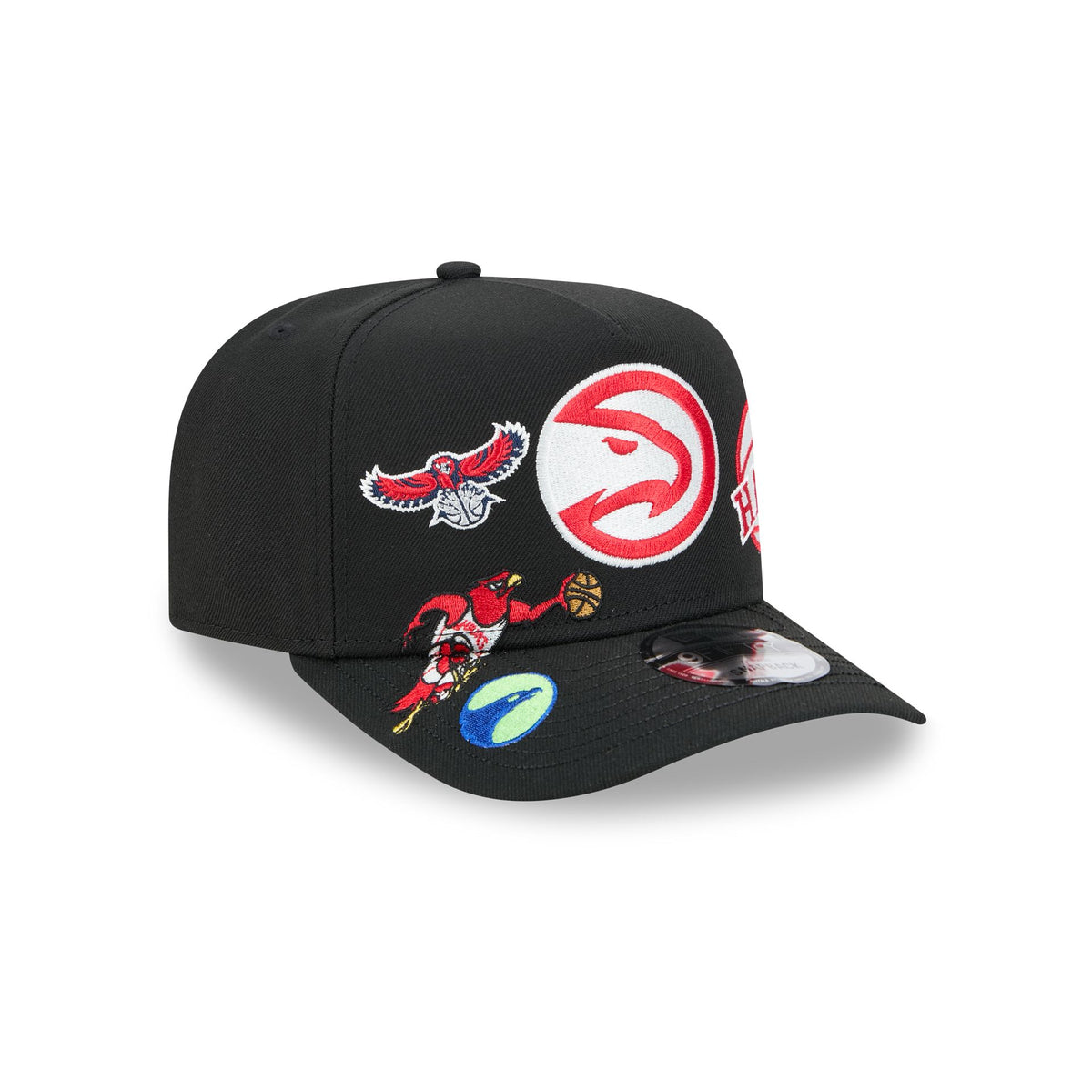 Atlanta Hawks Hardwood Classics Patched Black 9FIFTY A-Frame Snapback Hat