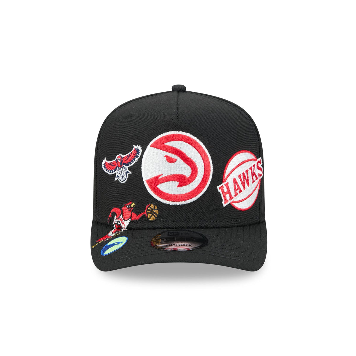 Atlanta Hawks Hardwood Classics Patched Black 9FIFTY A-Frame Snapback Hat