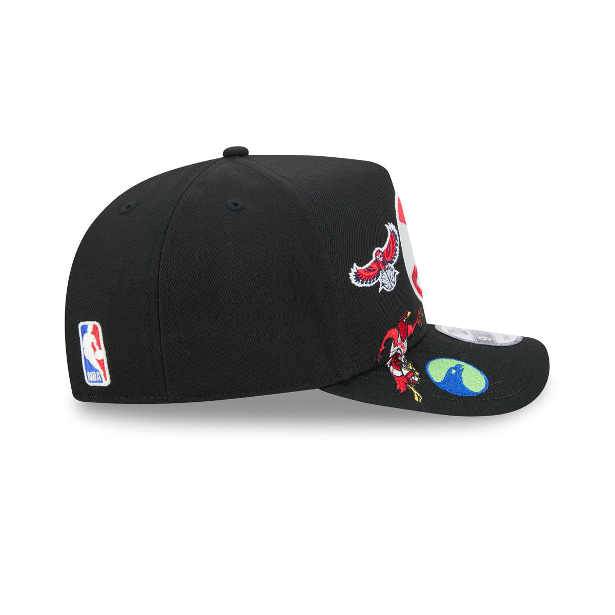 Atlanta Hawks Hardwood Classics Patched Black 9FIFTY A-Frame Snapback Hat