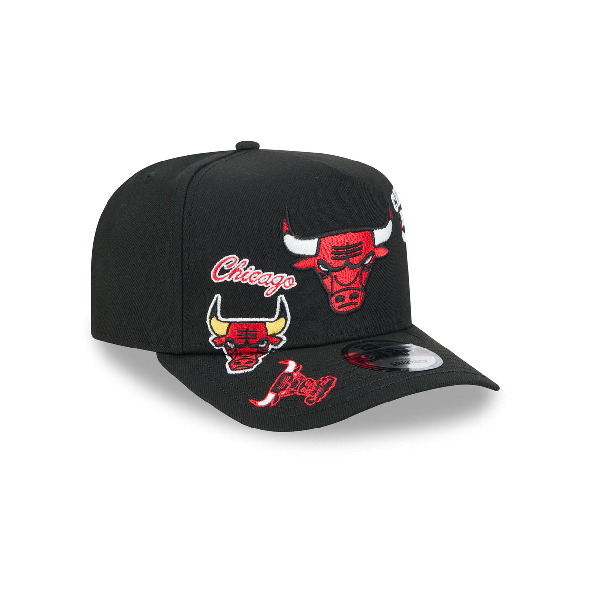 Chicago Bulls Hardwood Classics Patched Black 9FIFTY A-Frame Snapback Hat