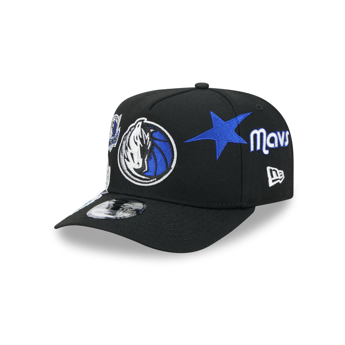 Dallas Mavericks Hardwood Classics Patched Black 9FIFTY A-Frame Snapback Hat