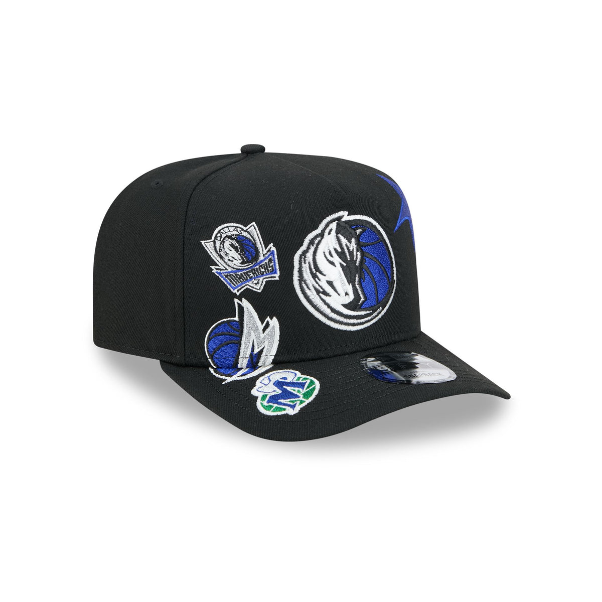Dallas Mavericks Hardwood Classics Patched Black 9FIFTY A-Frame Snapback Hat