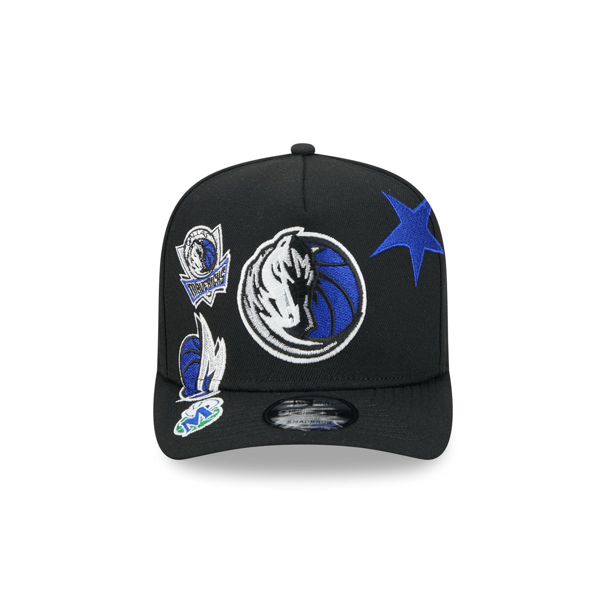 Dallas Mavericks Hardwood Classics Patched Black 9FIFTY A-Frame Snapback Hat