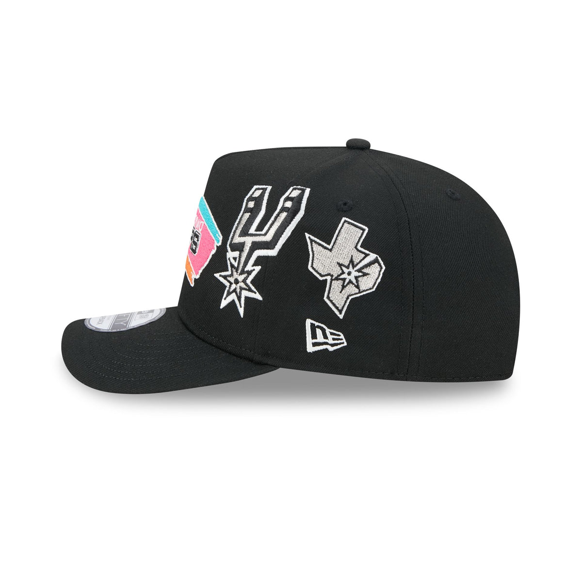 San Antonio Spurs Hardwood Classics Patched Black 9FIFTY A-Frame Snapback Hat