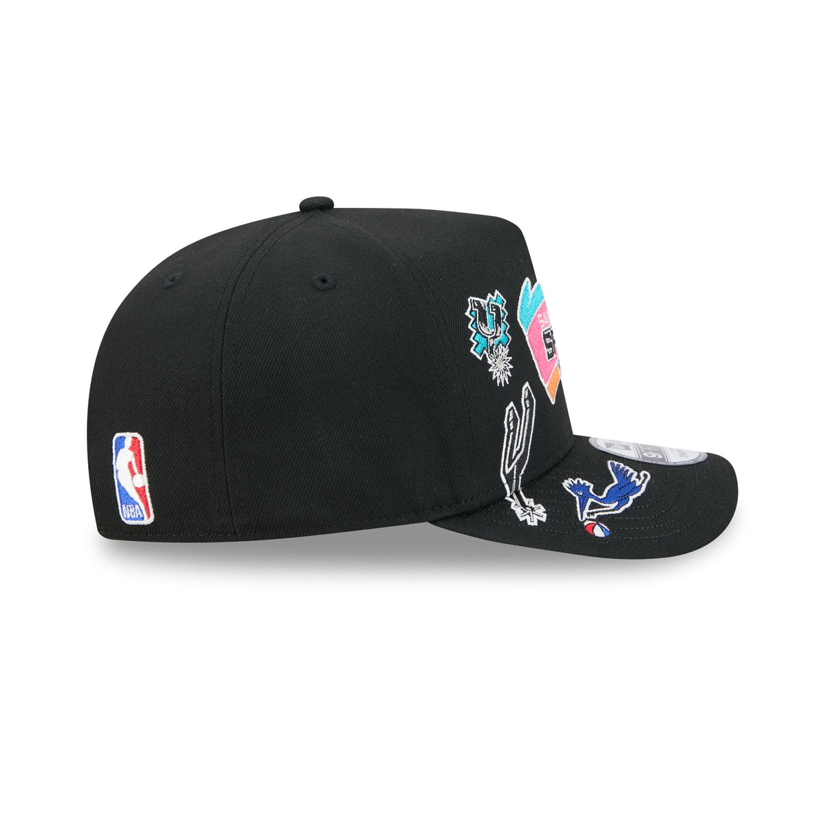 San Antonio Spurs Hardwood Classics Patched Black 9FIFTY A-Frame Snapback Hat