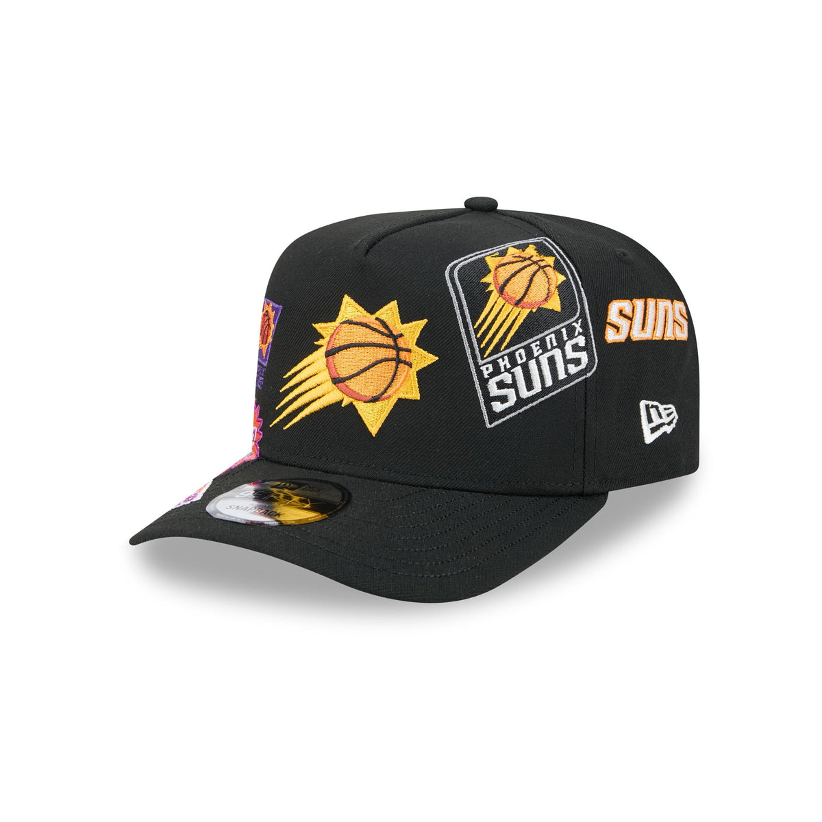 Phoenix Suns Hardwood Classics Patched Black 9FIFTY A-Frame Snapback Hat
