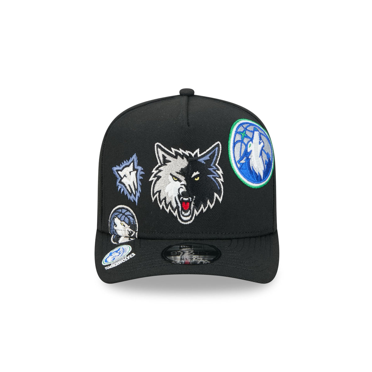 Minnesota Timberwolves Hardwood Classics Patched Black 9FIFTY A-Frame Snapback Hat