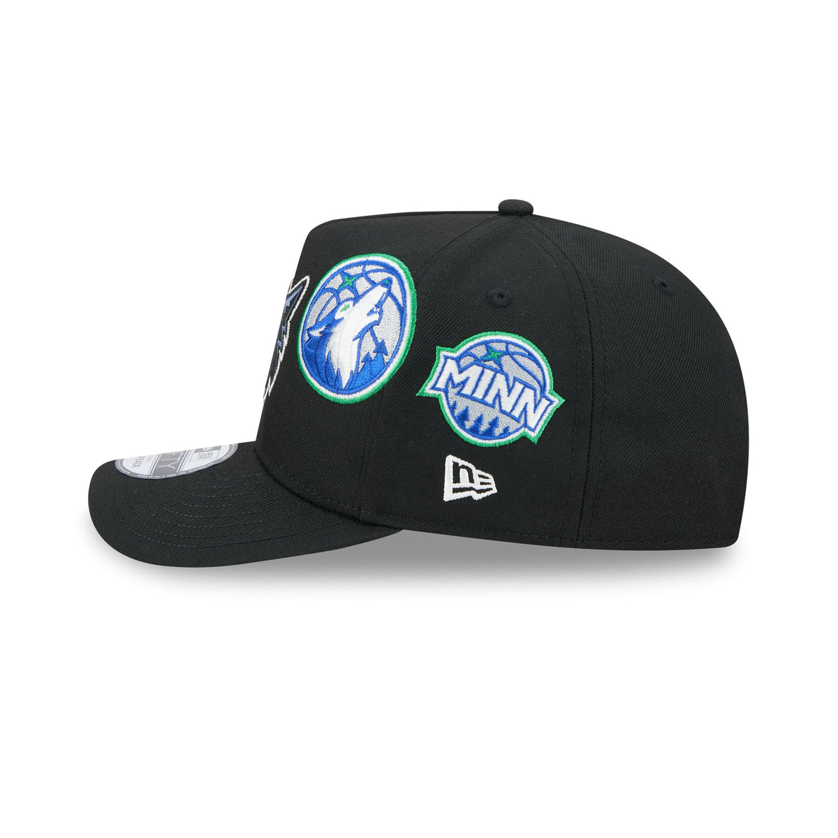Minnesota Timberwolves Hardwood Classics Patched Black 9FIFTY A-Frame Snapback Hat