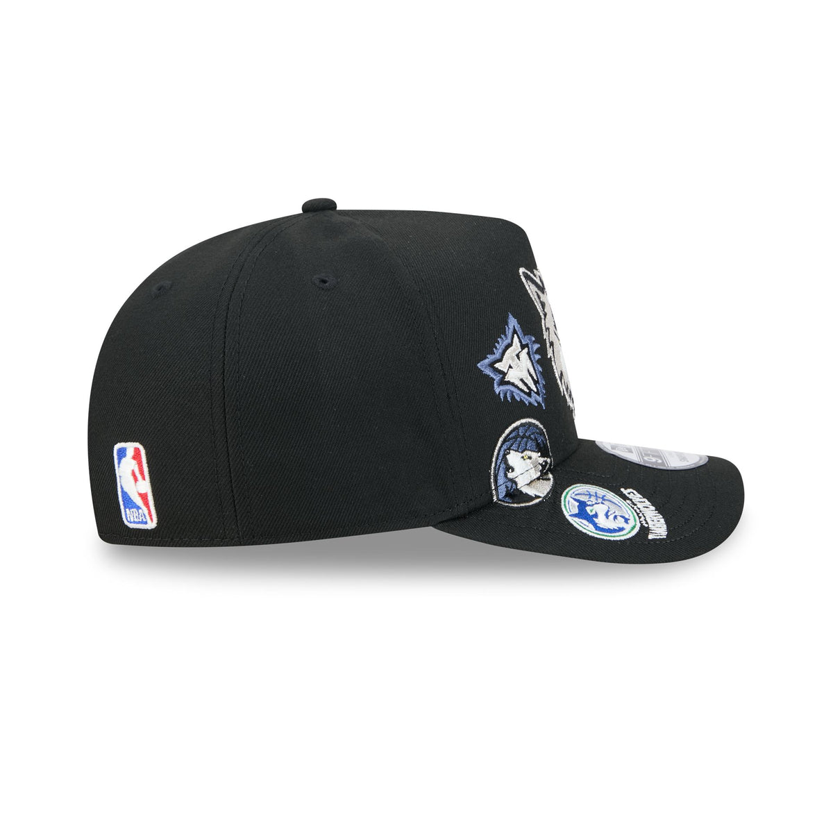Minnesota Timberwolves Hardwood Classics Patched Black 9FIFTY A-Frame Snapback Hat