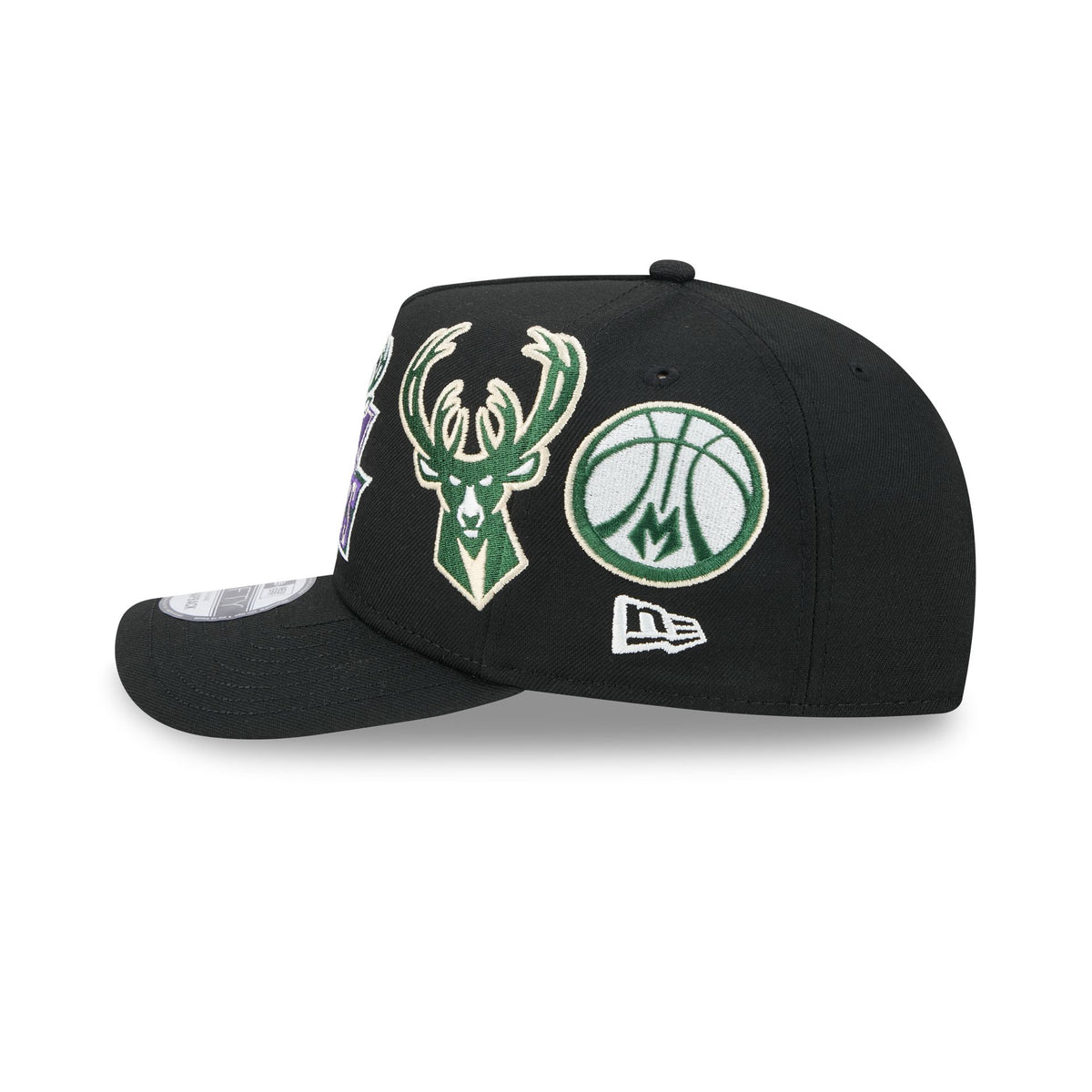 Milwaukee Bucks Hardwood Classics Patched Black 9FIFTY A-Frame Snapback Hat