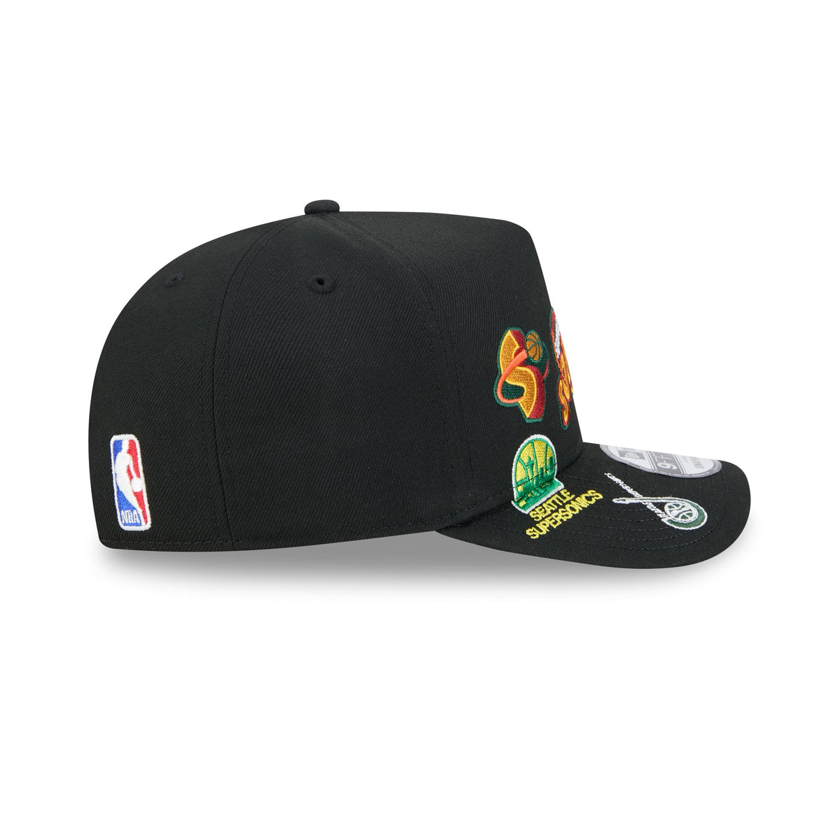 Seattle SuperSonics Hardwood Classics Patched Black 9FIFTY A-Frame Snapback Hat