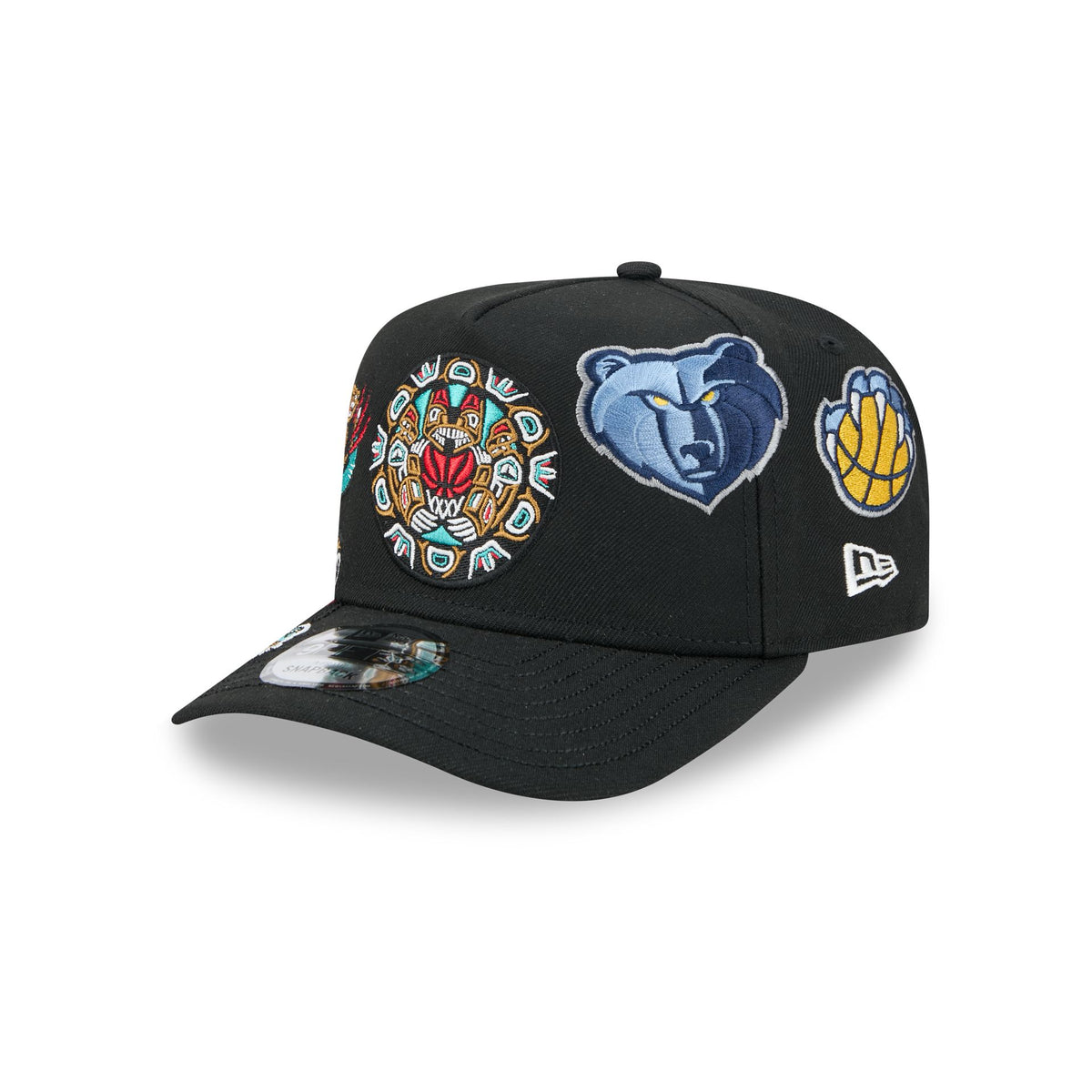 Vancouver Grizzlies Hardwood Classics Patched Black 9FIFTY A-Frame Snapback Hat