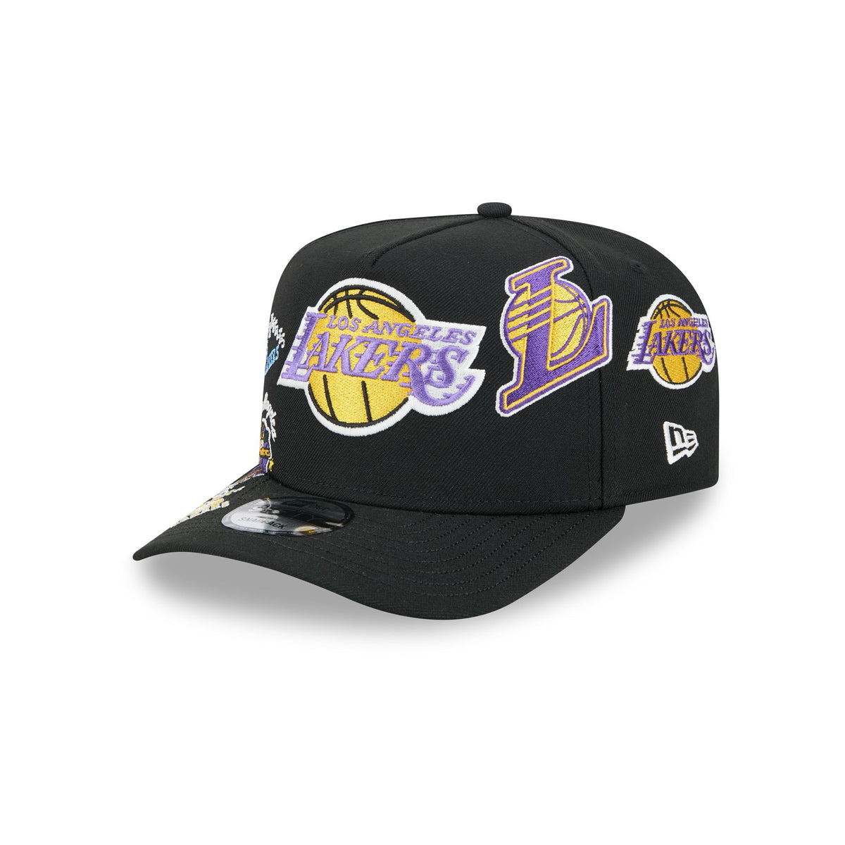 Los Angeles Lakers Hardwood Classics Patched Black 9FIFTY A-Frame Snapback Hat