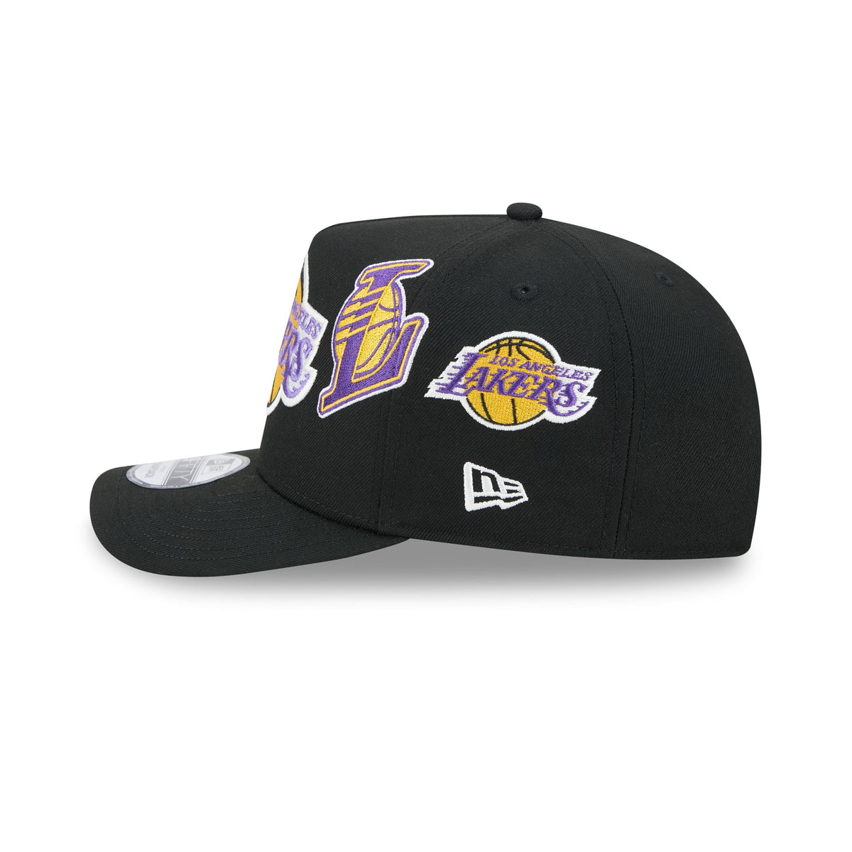 Los Angeles Lakers Hardwood Classics Patched Black 9FIFTY A-Frame Snapback Hat