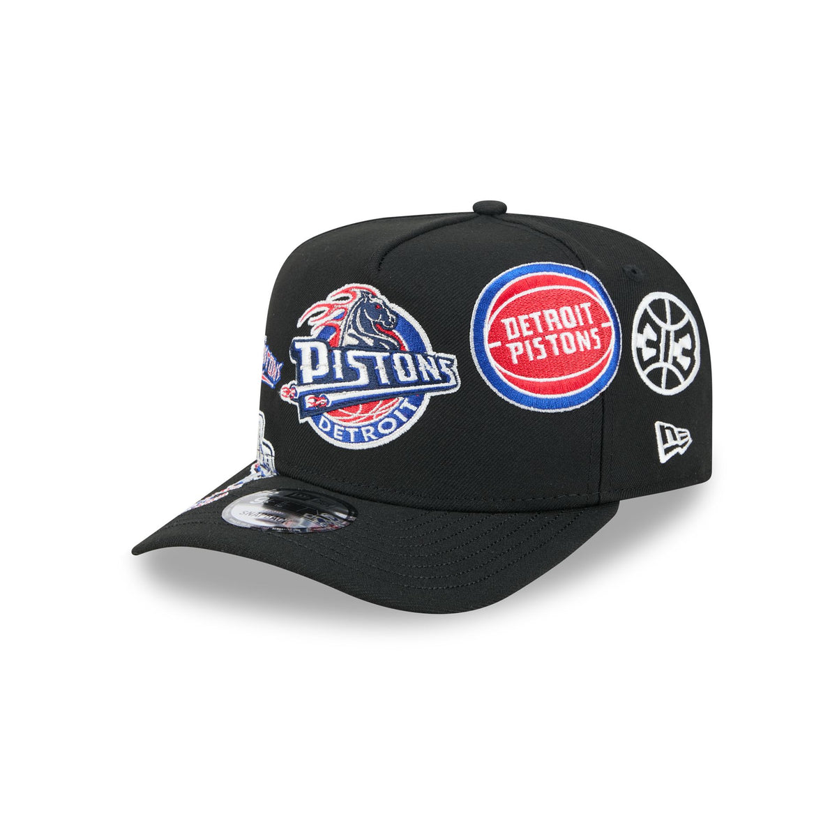 Detroit Pistons Hardwood Classics Patched Black 9FIFTY A-Frame Snapback Hat