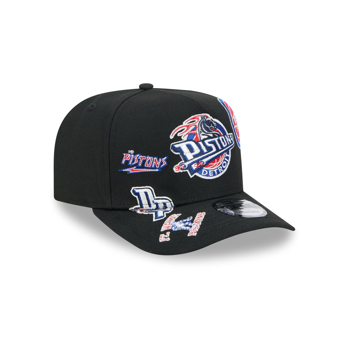 Detroit Pistons Hardwood Classics Patched Black 9FIFTY A-Frame Snapback Hat