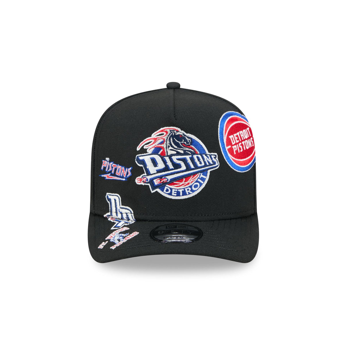 Detroit Pistons Hardwood Classics Patched Black 9FIFTY A-Frame Snapback Hat