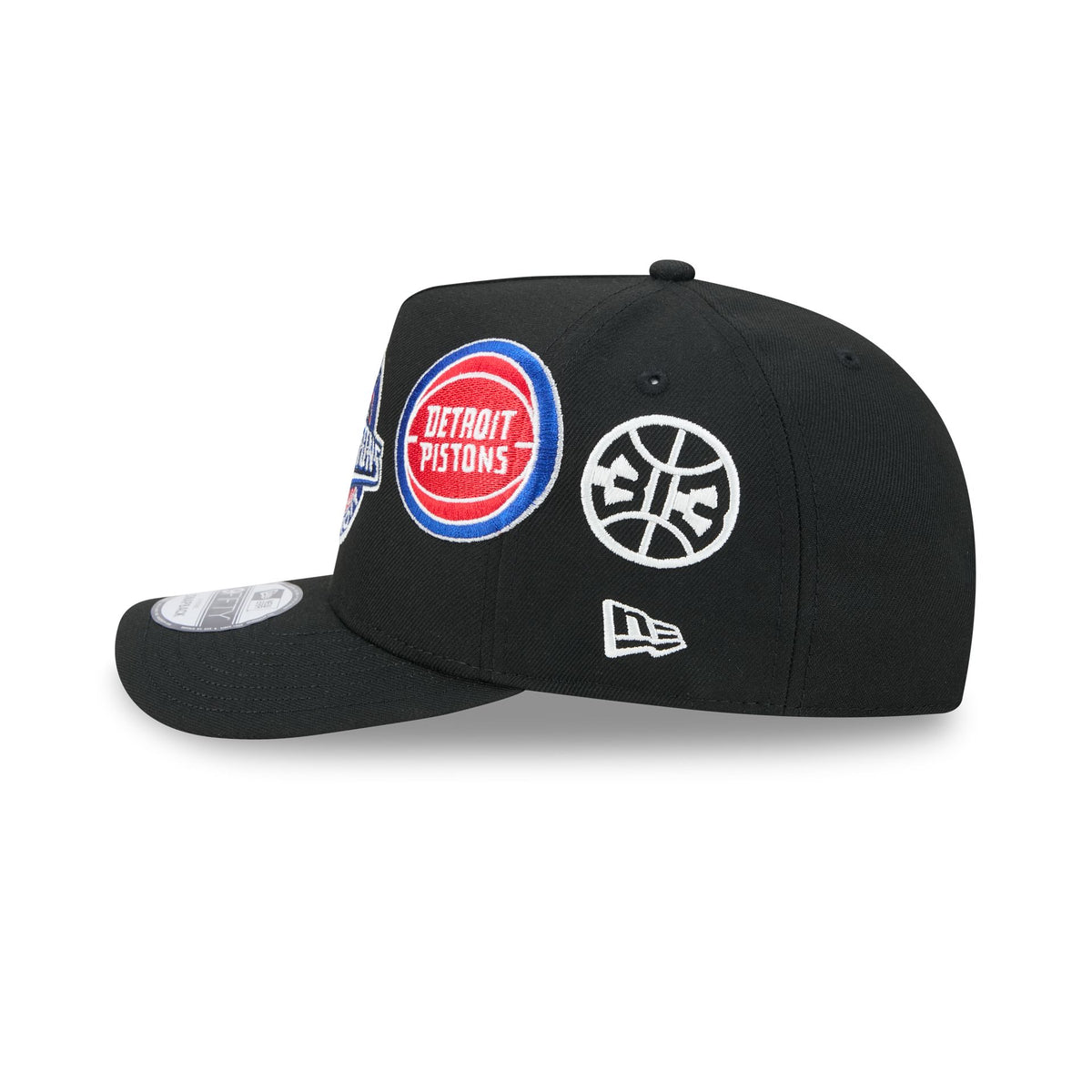 Detroit Pistons Hardwood Classics Patched Black 9FIFTY A-Frame Snapback Hat