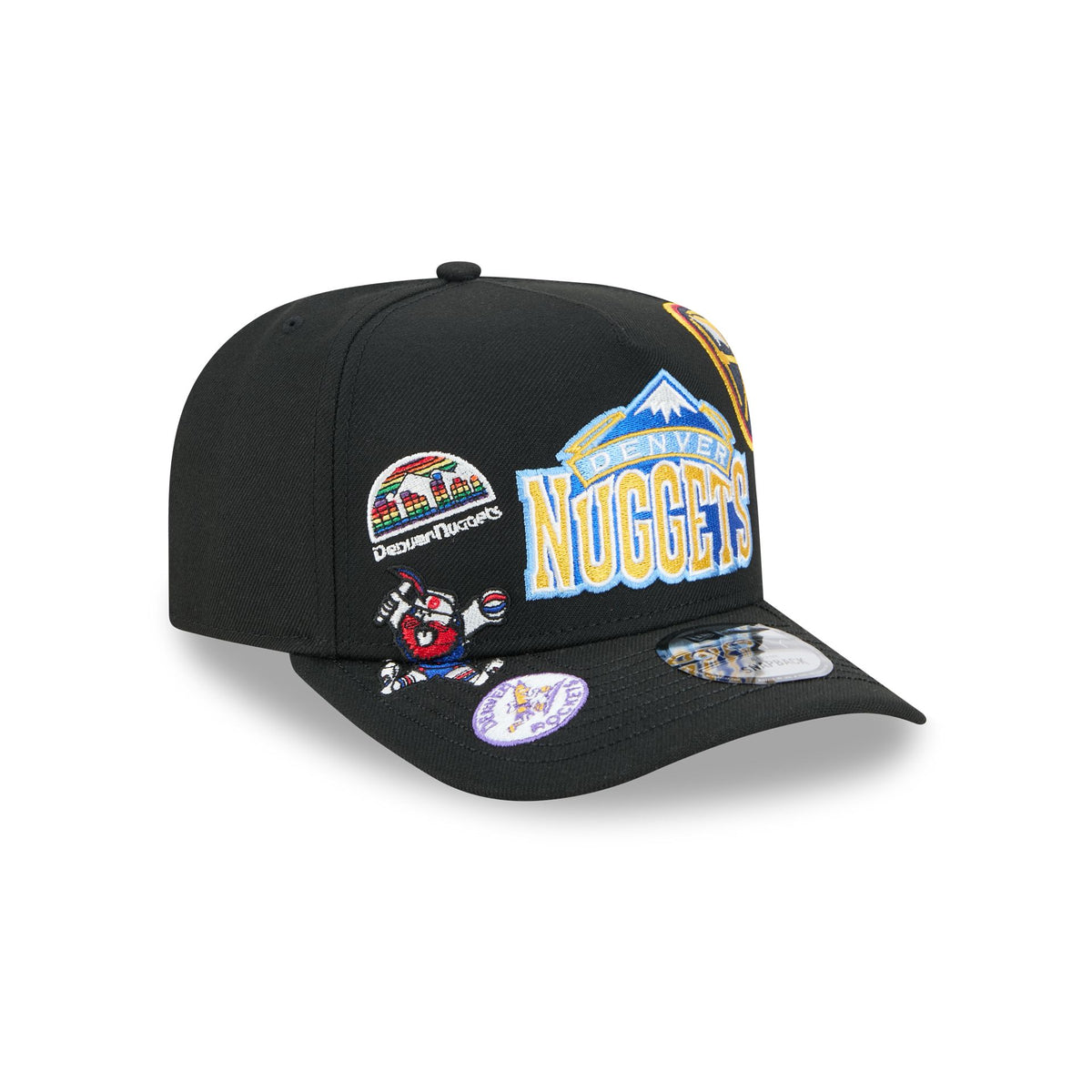 Denver Nuggets Hardwood Classics Patched Black 9FIFTY A-Frame Snapback Hat