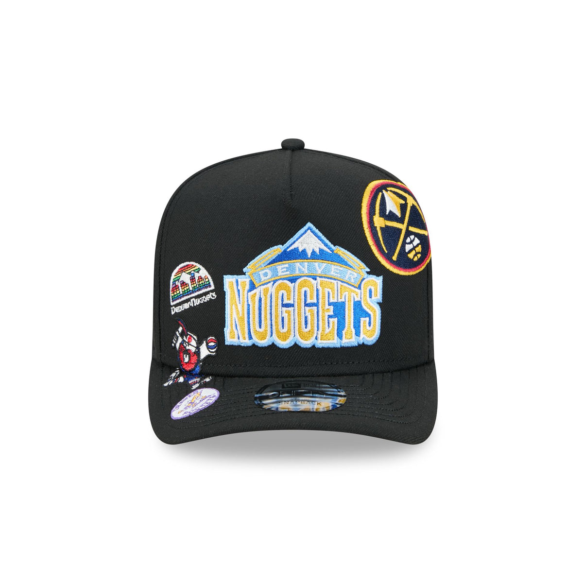 Denver Nuggets Hardwood Classics Patched Black 9FIFTY A-Frame Snapback Hat