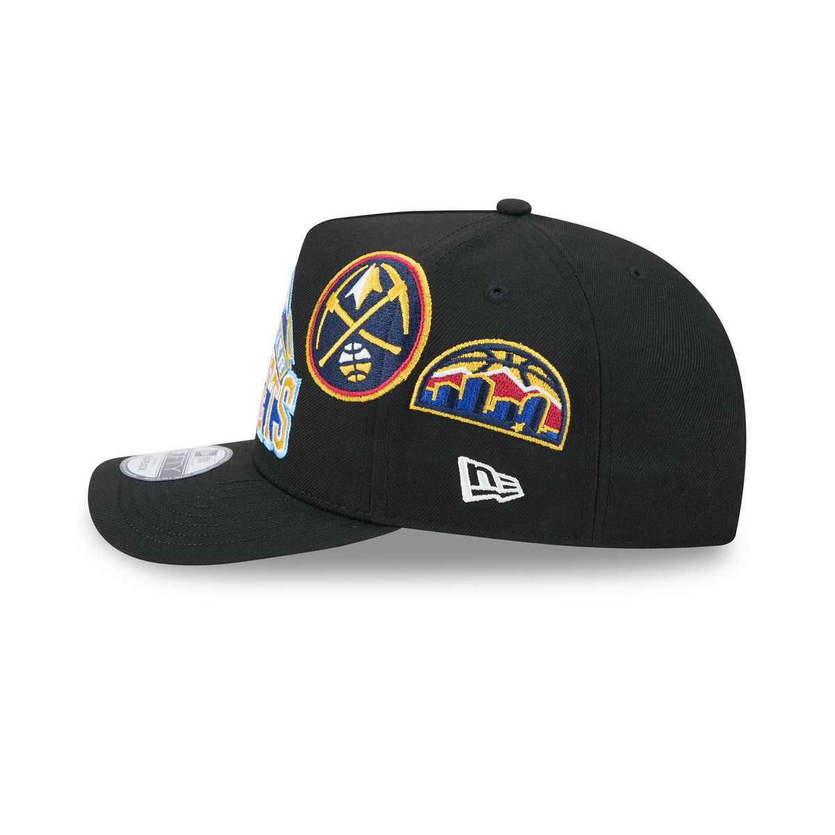 Denver Nuggets Hardwood Classics Patched Black 9FIFTY A-Frame Snapback Hat