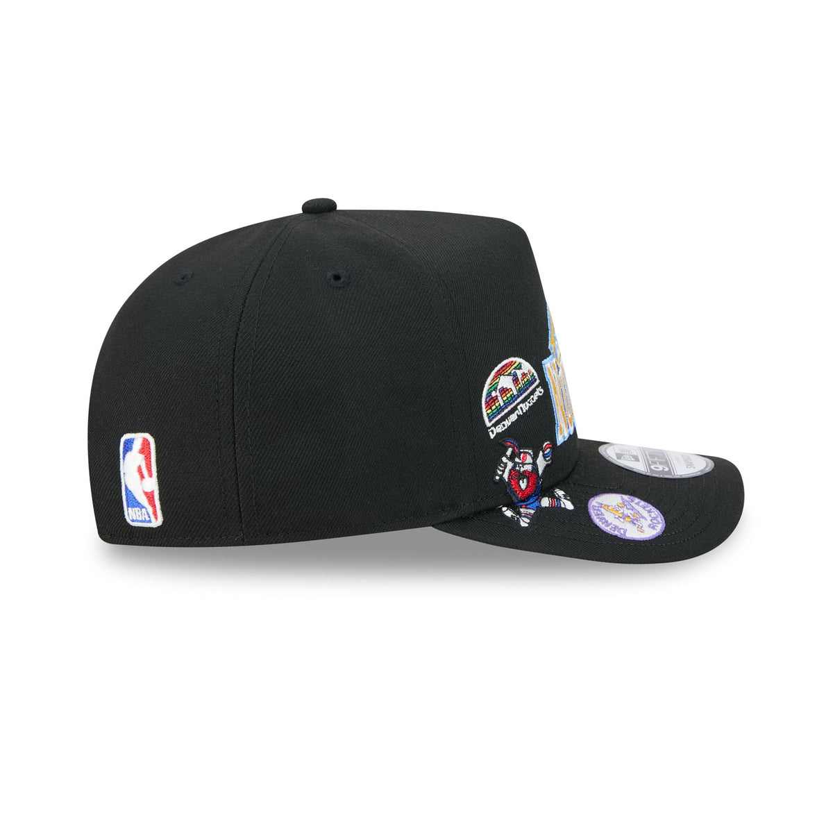 Denver Nuggets Hardwood Classics Patched Black 9FIFTY A-Frame Snapback Hat