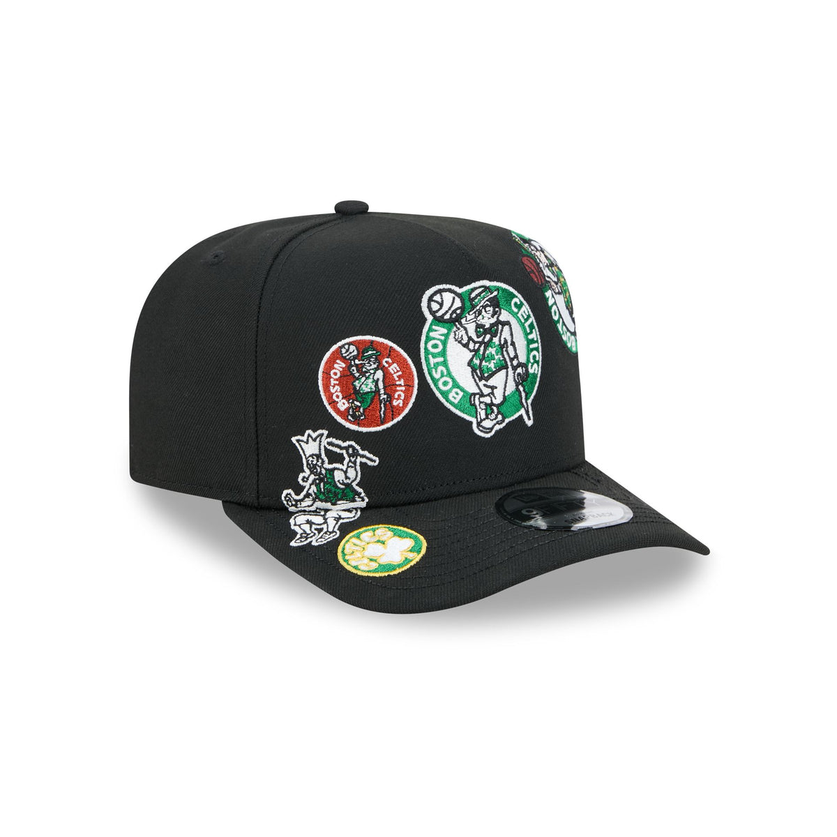 Boston Celtics Hardwood Classics Patched Black 9FIFTY A-Frame Snapback Hat