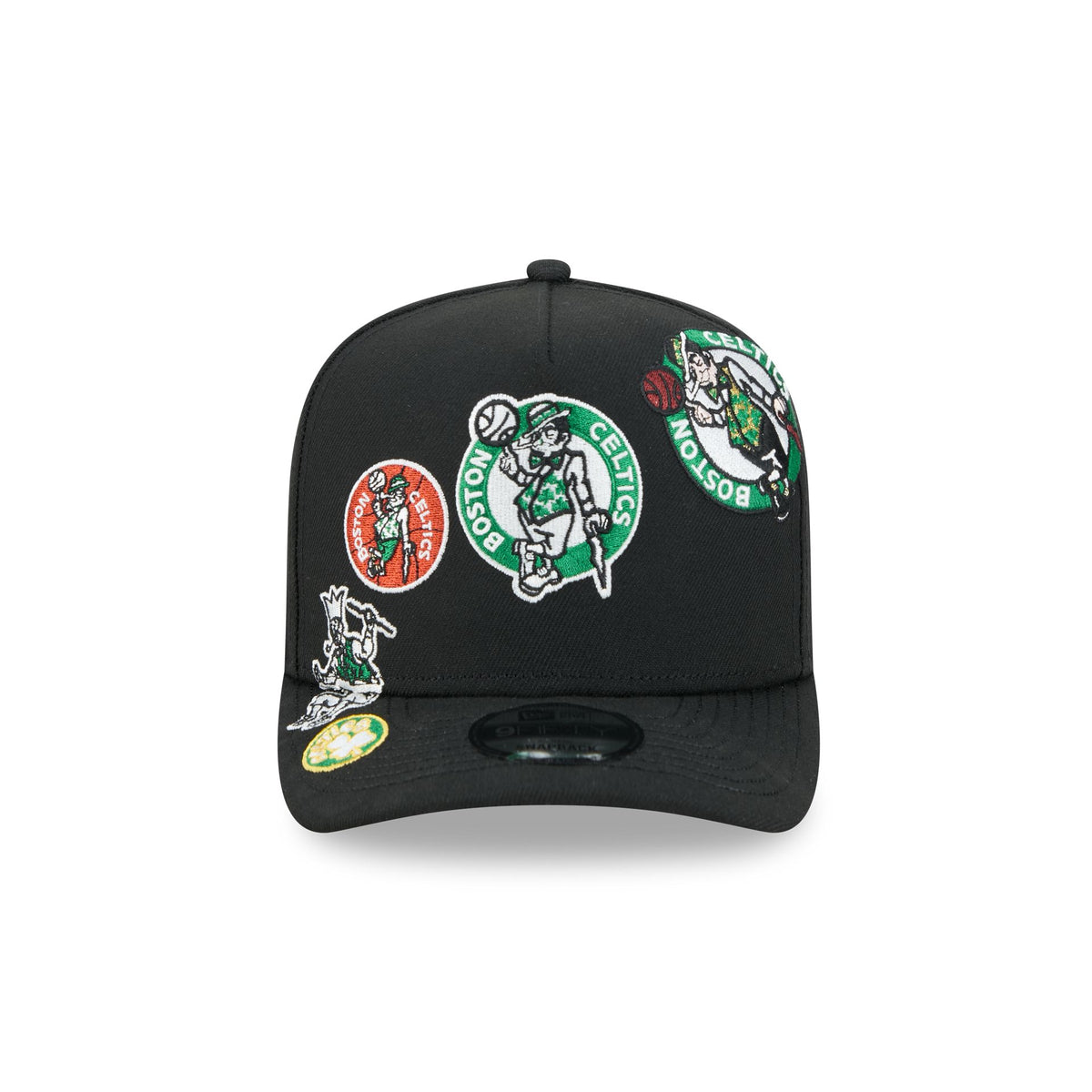 Boston Celtics Hardwood Classics Patched Black 9FIFTY A-Frame Snapback Hat