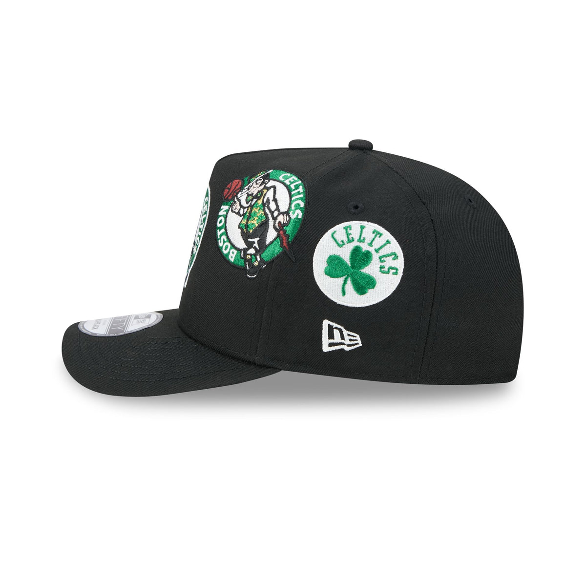 Boston Celtics Hardwood Classics Patched Black 9FIFTY A-Frame Snapback Hat
