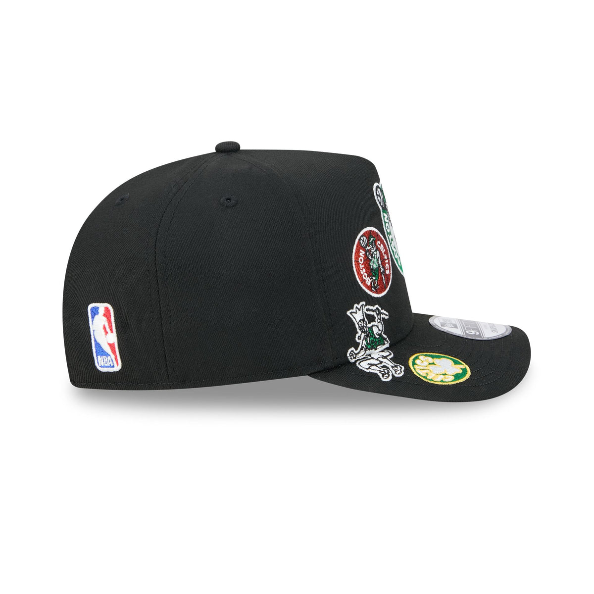 Boston Celtics Hardwood Classics Patched Black 9FIFTY A-Frame Snapback Hat