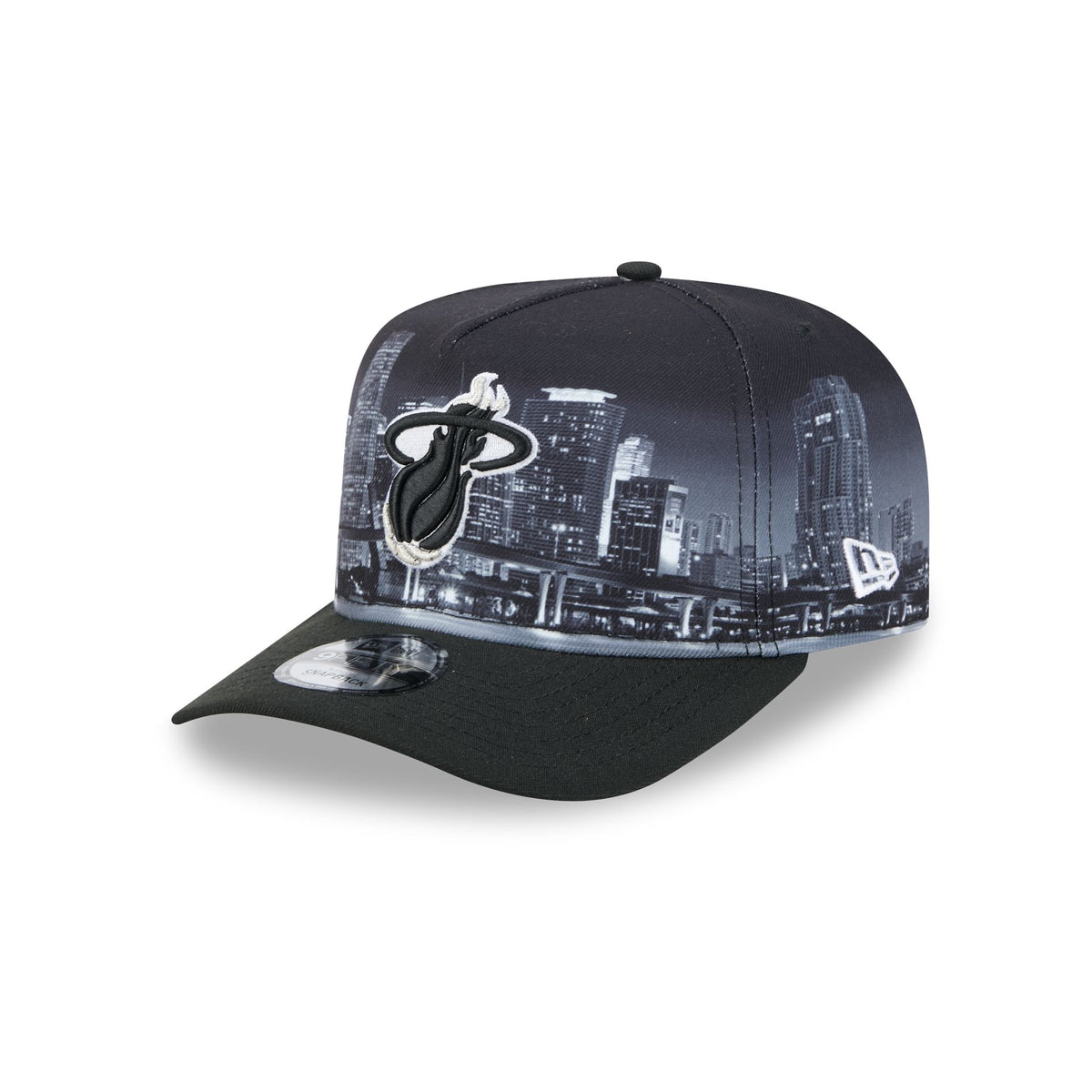 Miami Heat Hardwood Classics Midnight Cityscape 9FIFTY A-Frame Snapback Hat