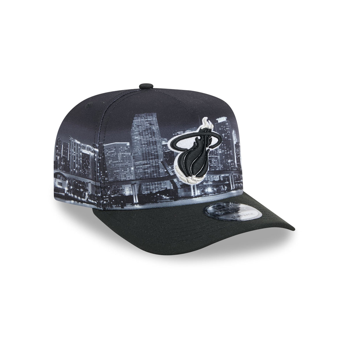 Miami Heat Hardwood Classics Midnight Cityscape 9FIFTY A-Frame Snapback Hat