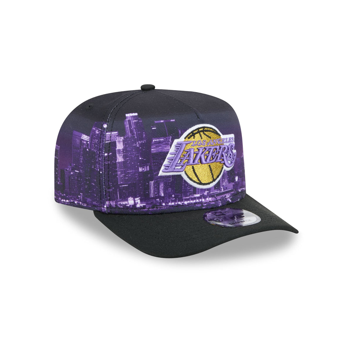 Los Angeles Lakers Hardwood Classics Cityscape 9FIFTY A-Frame Snapback Hat