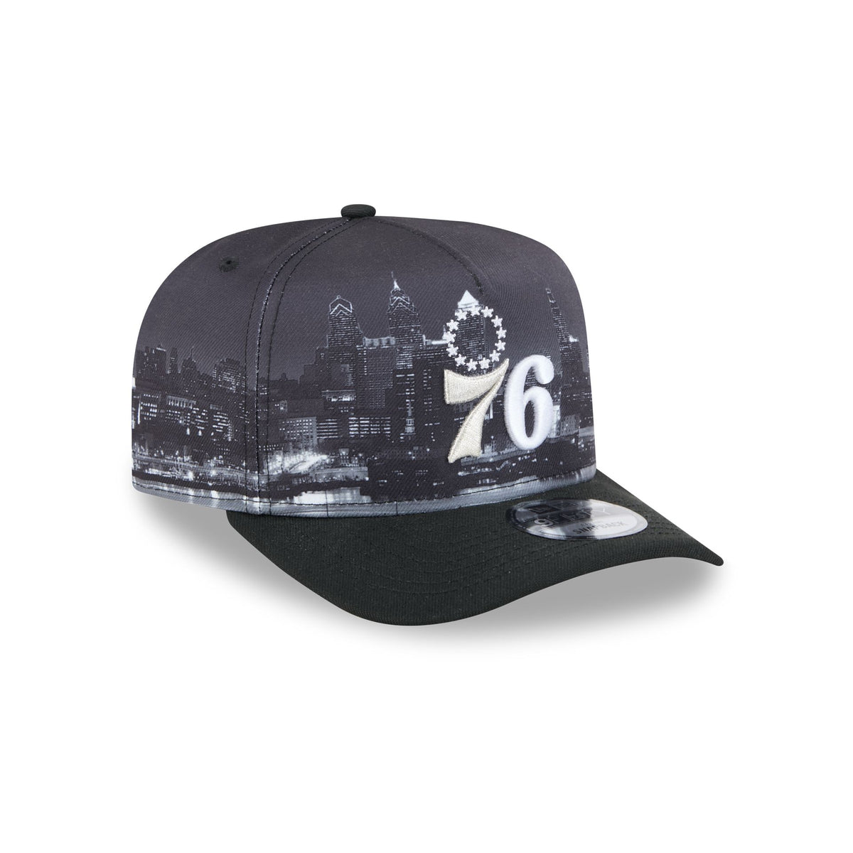 Philadelphia 76ers Hardwood Classics Midnight Cityscape 9FIFTY A-Frame Snapback Hat