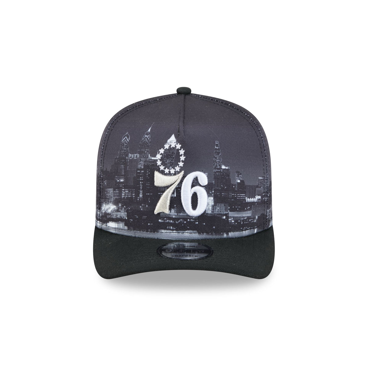 Philadelphia 76ers Hardwood Classics Midnight Cityscape 9FIFTY A-Frame Snapback Hat