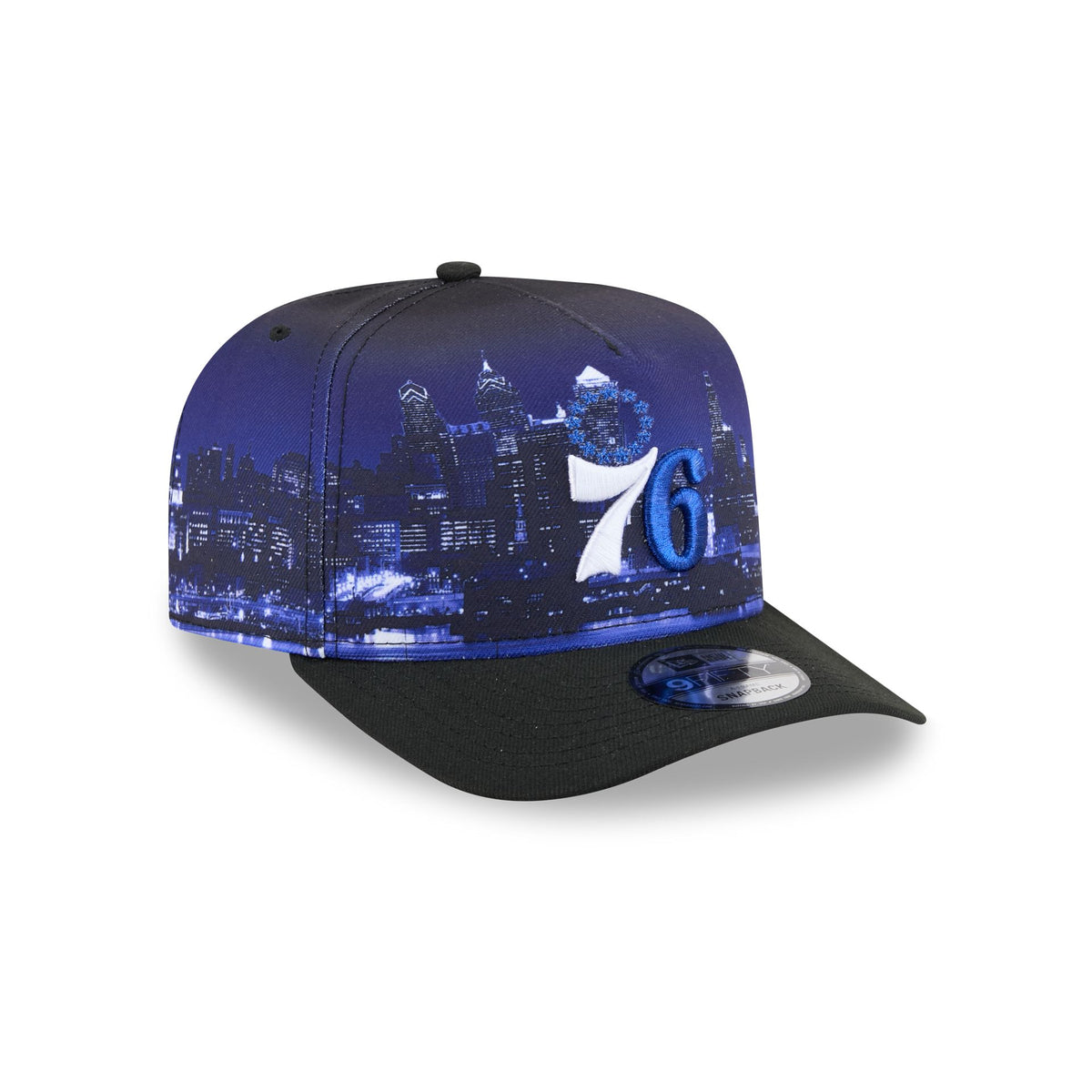 Philadelphia 76ers Hardwood Classics Cityscape 9FIFTY A-Frame Snapback Hat