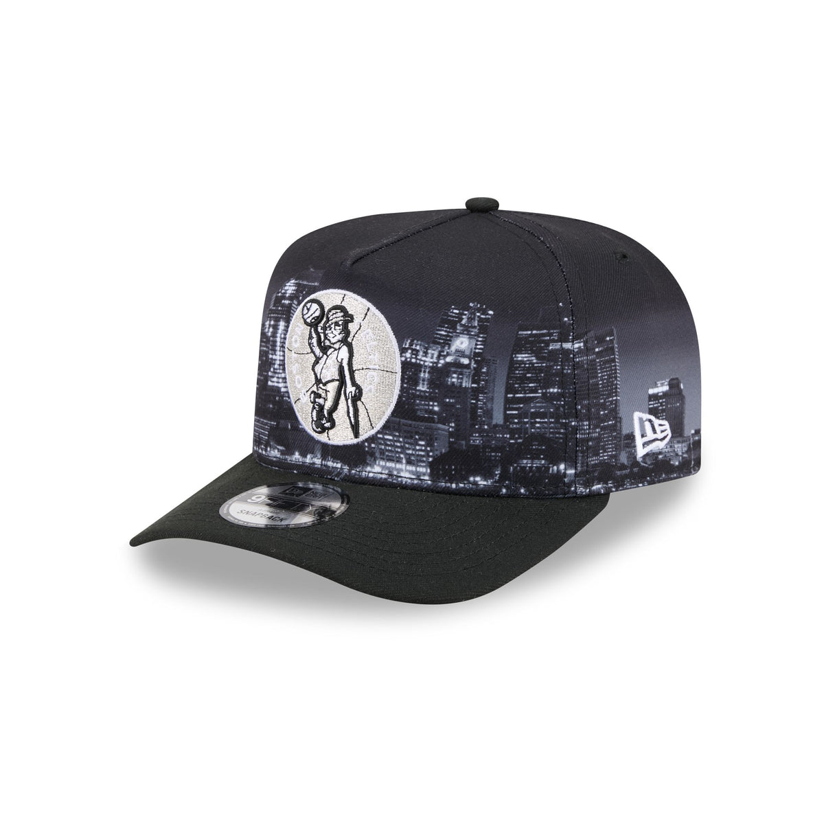 Boston Celtics Hardwood Classics Midnight Cityscape 9FIFTY A-Frame Snapback Hat