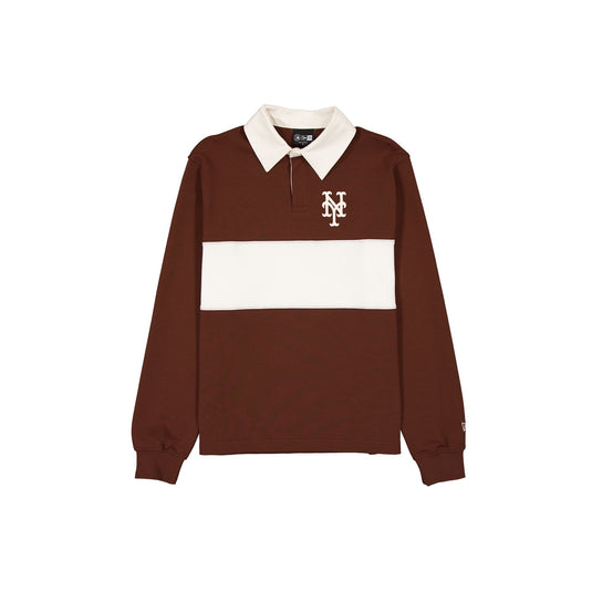New York Mets Neutrals Chestnut Rugby Long-Sleeve T-Shirt