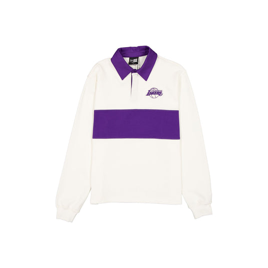 Los Angeles Lakers Neutrals Stone Rugby Long-Sleeve T-Shirt
