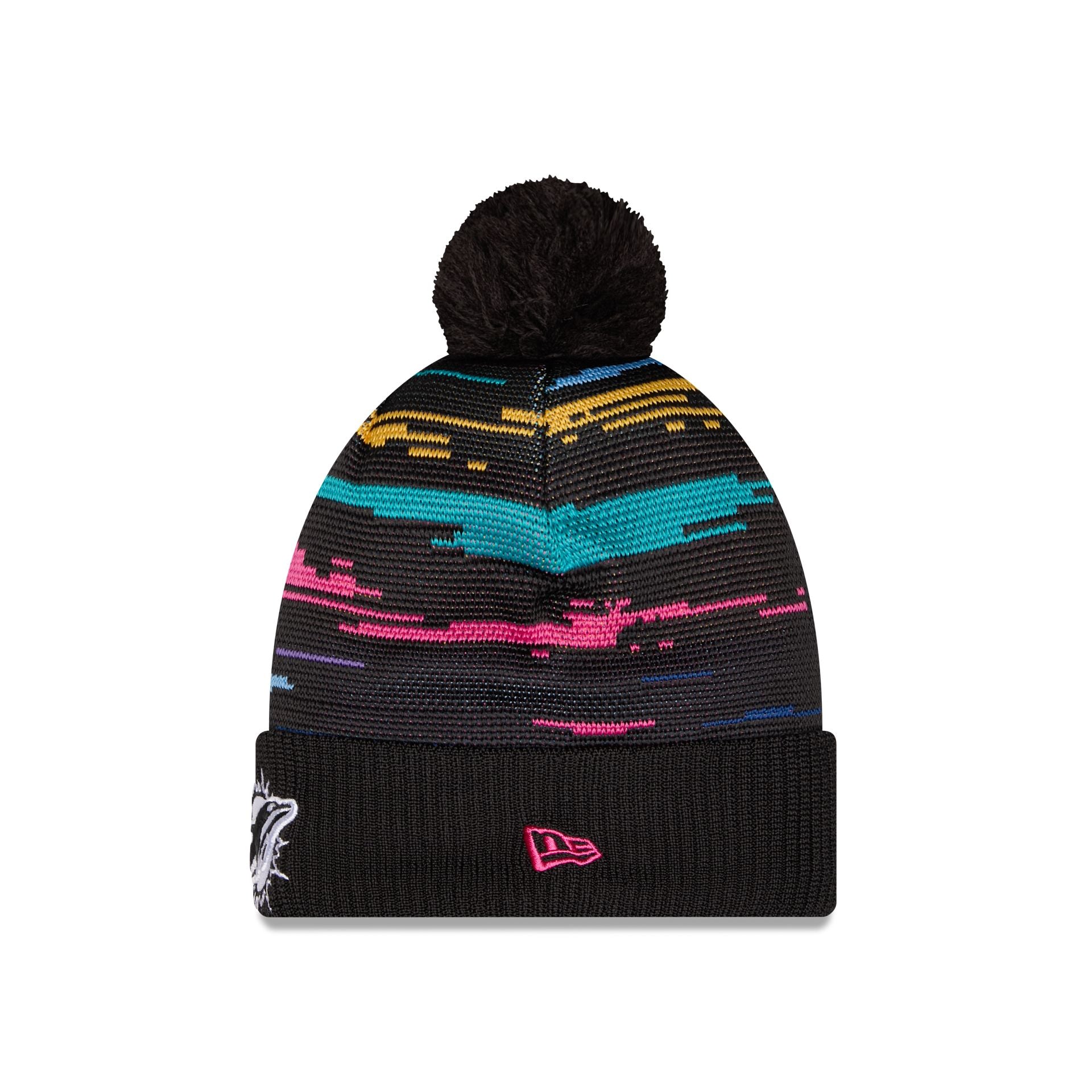 Miami Dolphins 2026 Crucial Catch Pom Knit Hat